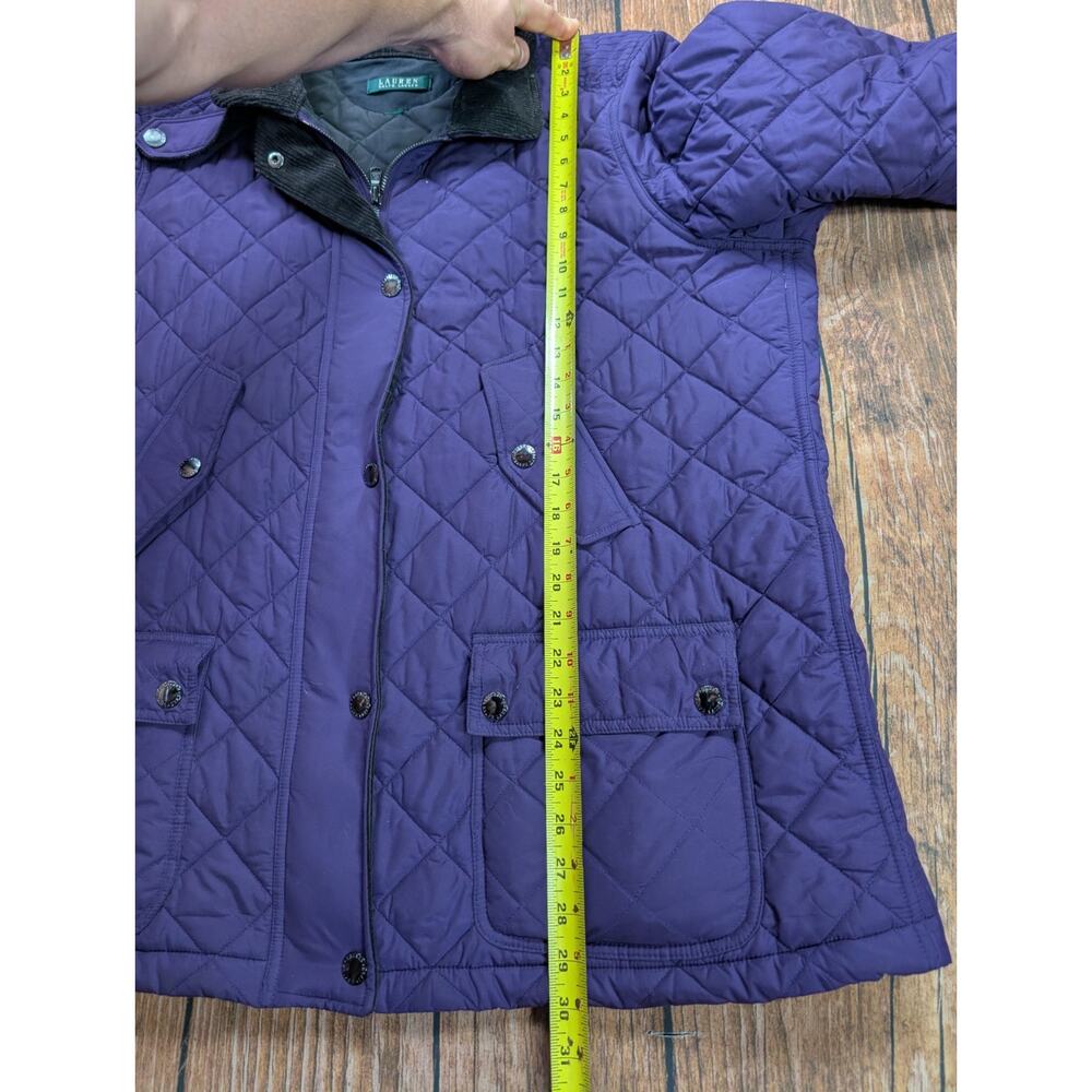 Lauren Ralph Lauren Quilted Jacket Womens 2X Purple Barn Corduroy Trim - Picture 16 of 16